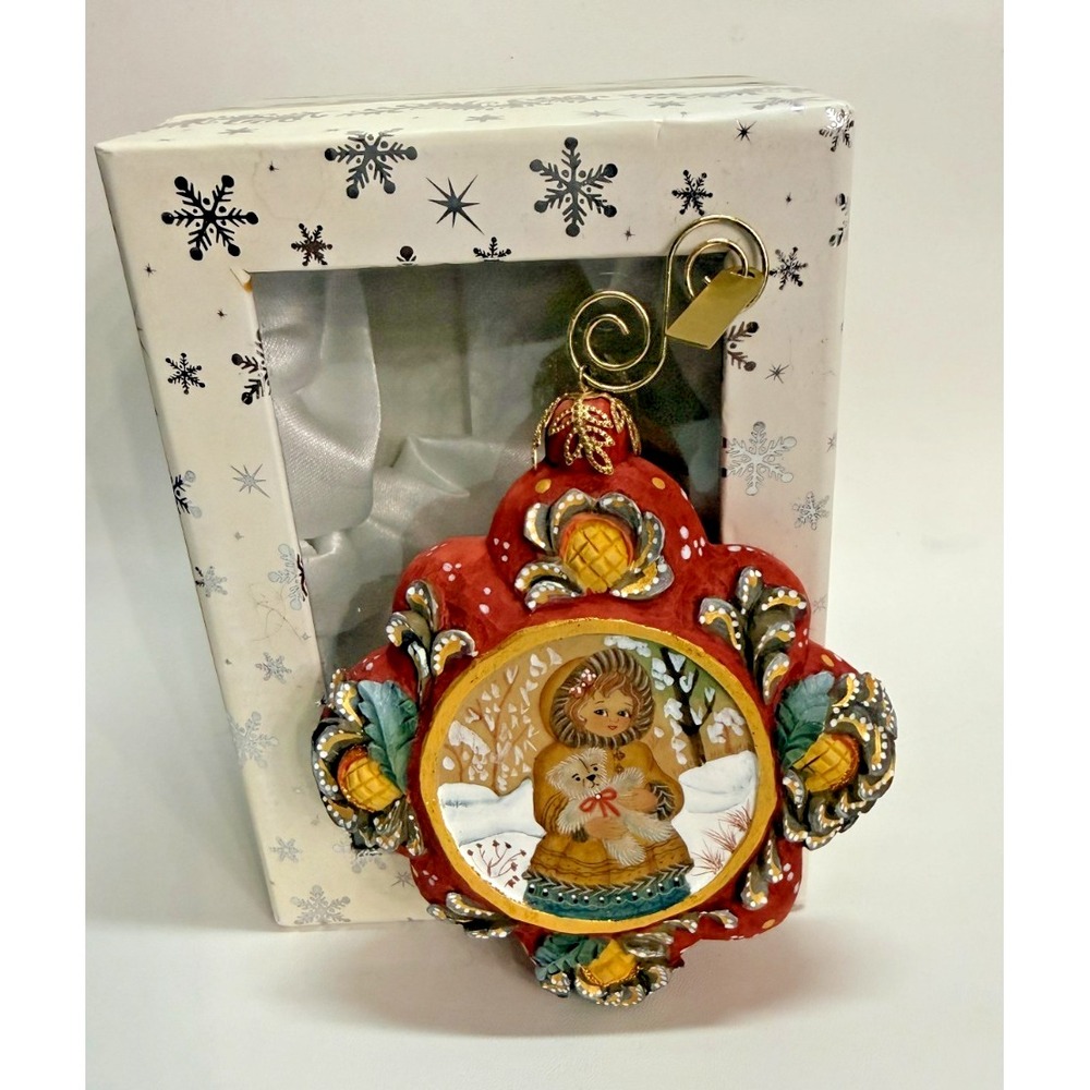 G. DeBrekht Artistic Studios Christmas Ornament Girl With Bear December Snow